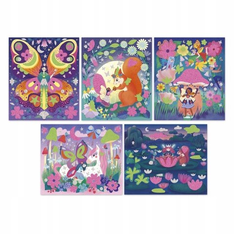 Zestaw kreatywny Naklejki piankowe i fosforescencyjne piaski 6 lat+, Janod