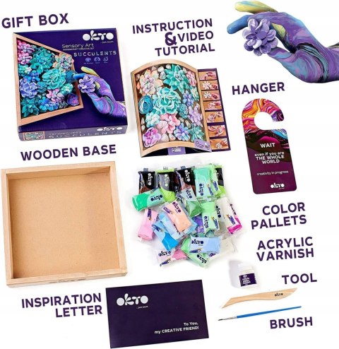 Zestaw kreatywny Okto Wood&Craft Sukulenty Zestaw do wyklejania obrazu 3D