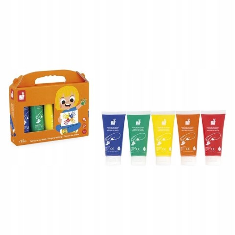 Janod Farbki do malowania rękami 5 kolorów 12m+ J07403