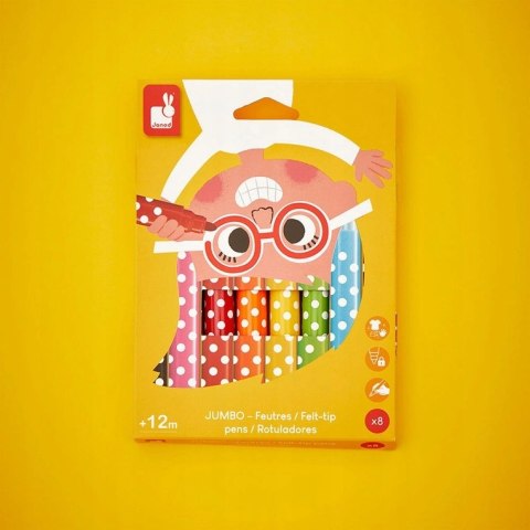 Janod Flamastry Jumbo 8 kolorów 12m+ J07402 Mazaki Pisaki