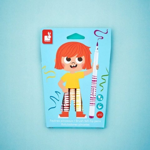 Janod Flamastry pędzelkowe 10 kolorów 3+ J07411 Mazaki