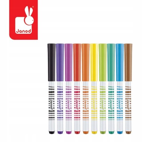 Janod Flamastry pędzelkowe 10 kolorów 3+ J07411 Mazaki