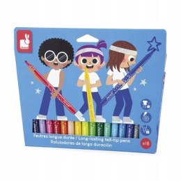 Janod Flamastry pisaki z filcową końcówką 18 kolorów 3+ Janod J07407