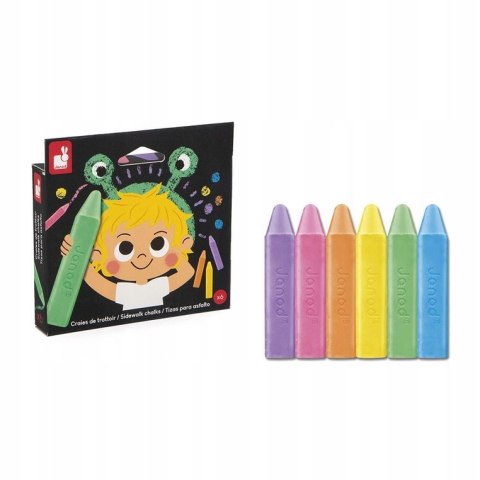 Janod J07417 Kreda chodnikowa 6 kolorów 3+