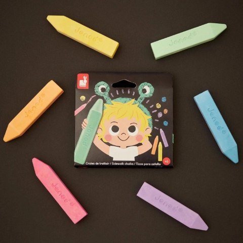 Janod J07417 Kreda chodnikowa 6 kolorów 3+