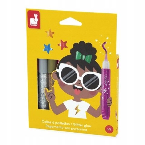 Janod Klej z brokatem w tubkach 9 kolorów 3+ J07418