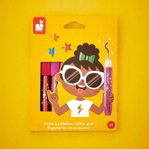 Janod Klej z brokatem w tubkach 9 kolorów 3+ J07418