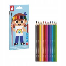 Janod Kredki akwarelowe z pędzelkiem 12 kolorów 3+ J07415