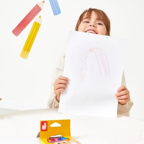 Janod Kredki ołówkowe zmazywalne z gumką 12 kolorów 3+ J07414