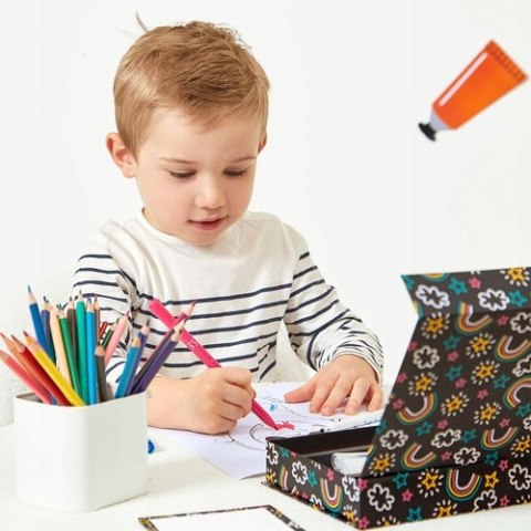 Janod Zestaw przyborów do kolorowania kredki flamastry Coloring box 42 el.