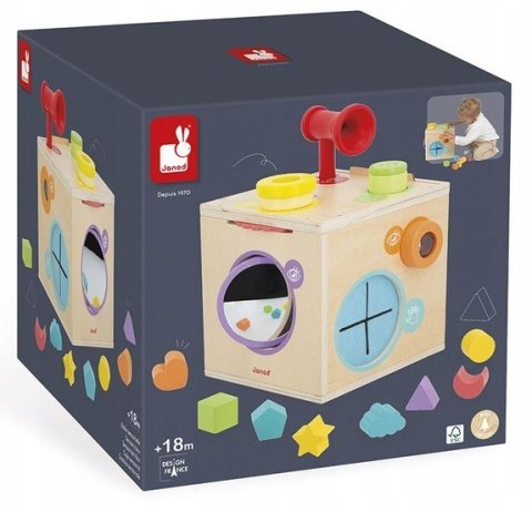 Janod drewniana kostka sensoryczna 18m+ J05307