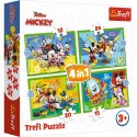 OUTLET Puzzle 4w1 Myszka Mickey i Przyjaciele 34616 Trefl