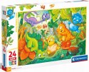 Puzzle 24 elementów Dinusie Dinozaury 28524 Maxi Super Kolor 3+ Clementoni