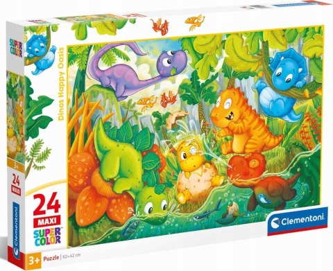 Puzzle 24 elementów Dinusie Dinozaury 28524 Maxi Super Kolor 3+ Clementoni