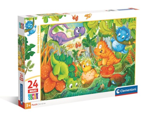 Puzzle 24 elementów Dinusie Dinozaury 28524 Maxi Super Kolor 3+ Clementoni