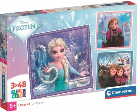 Puzzle 3 x 48 elementów 25021 Frozen Kraina Lodu Super kolor Clementoni