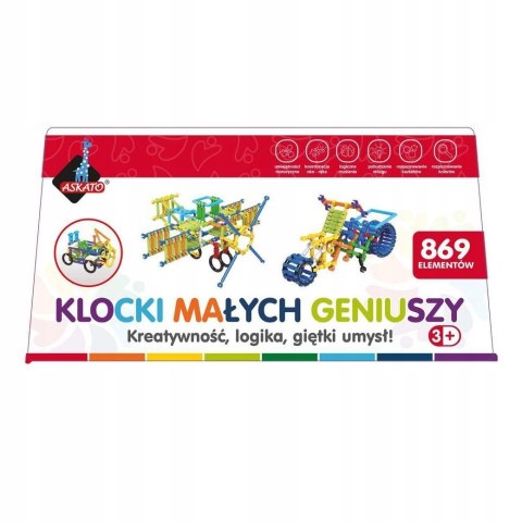 Klocki małych geniuszy walizka Patyki 869 elementów Askato