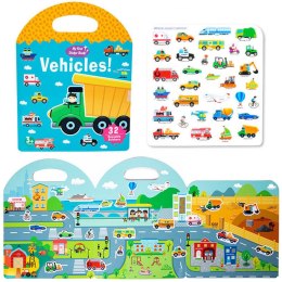 Książeczka z naklejkami wielorazowego użytku Pojazdy Askato