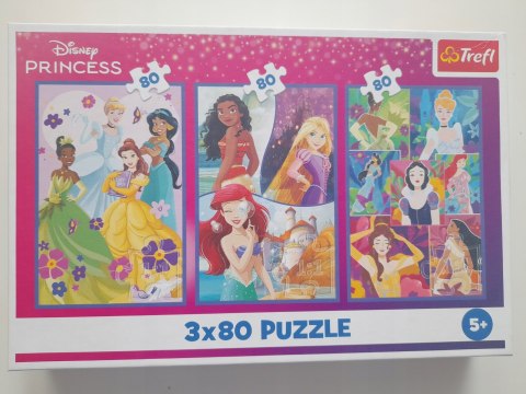 OUTLET Puzzle Disney 3 x 80 elementów Księżniczki przyjaciółki 34884 Trefl