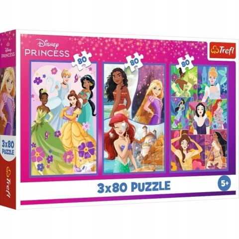 OUTLET Puzzle Disney 3 x 80 elementów Księżniczki przyjaciółki 34884 Trefl