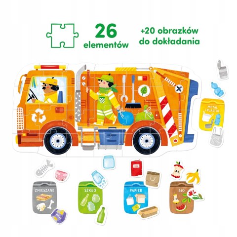 Puzzle CzuCzu Moto Puzzle 26 elementów Śmieciarka Czu czu 2+ 3+