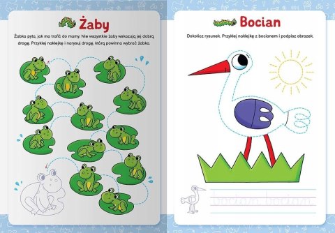 Szlaczki zwierzaczki Edukacyjna książeczka z naklejkami Aksjomat