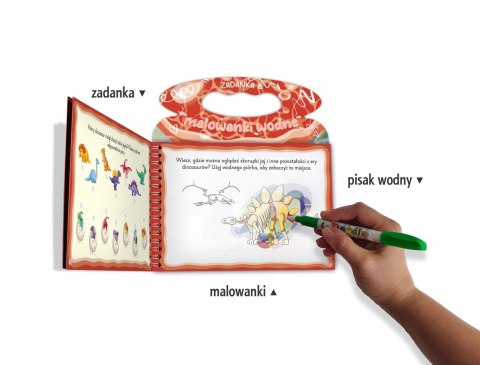 Zadanka i malowanki wodne z pisakiem wodnym Dinozaury Skrzat