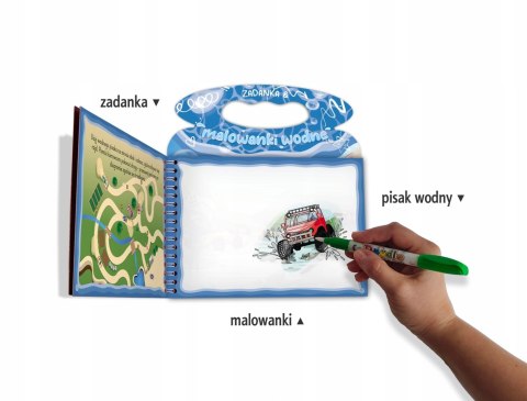 Zadanka i malowanki wodne z pisakiem wodnym Samochody wyścigowe Skrzat