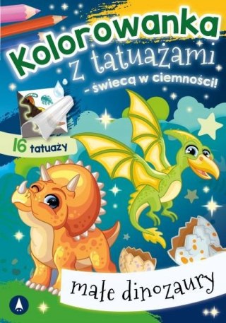 Kolorowanka z tatuażami świecą w ciemności! Małe dinozaury Skrzat