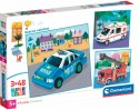 OUTLET Puzzle 3x48 elementów Pojazdy Auta Ratownicze 25318 Clementoni 3w1