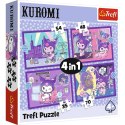 OUTLET Puzzle 4w1 Dzień Kuromi Hello Kitty 34676 Trefl 4+