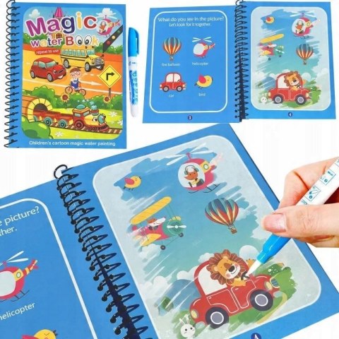 Pojazdy Samochody Magiczna Kolorowanka Wielokrotnego Użytku z Pisakiem