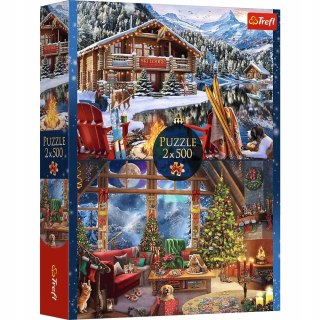 Puzzle Świąteczne 2x500 elementów Święta w górach 37540 Trefl 2w1