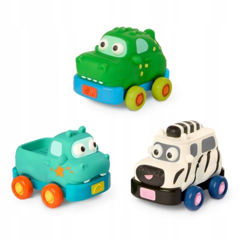 Zestaw 3 autek Zwierzątek z napędem B.Toys Safari Speedsters Battat