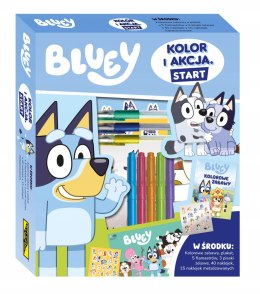 Bluey Megazestaw Kolor i Akcja Start Naklejki + Flamastry i Pisaki żelowe
