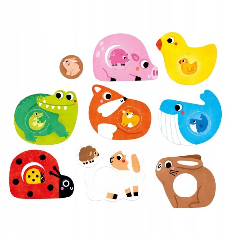 CzuCzu Pierwsze puzzle Maluszki dla dzieci 1+ 8 układanek z dziurką