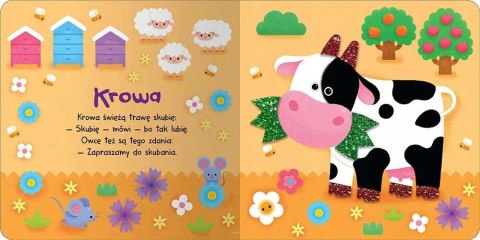 Pogłaszcz zwierzęta Na wsi Książeczka sensoryczna z brokatem Aksjomat