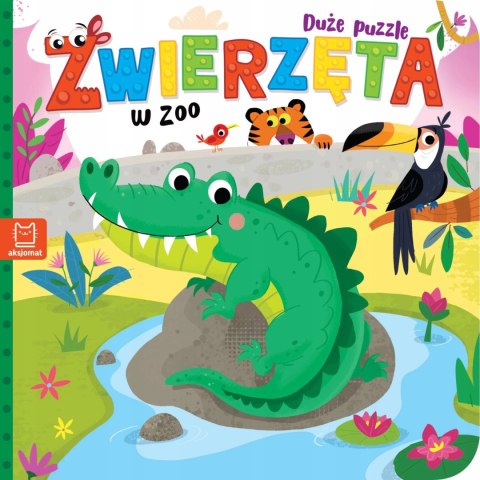 Zwierzęta w zoo Duże puzzle Aksjomat Książka z Puzzlami
