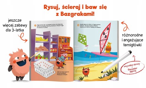Bazgraki i nowe zabawy 3-latków Kapitan Nauka Zadania i Łamigłówki + Pisak