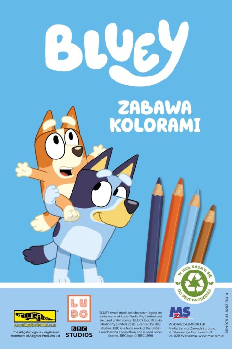 Bluey Paczka pełna zabawy Blue + 4 Kredki Wielkie Kolorowanie Malowanka