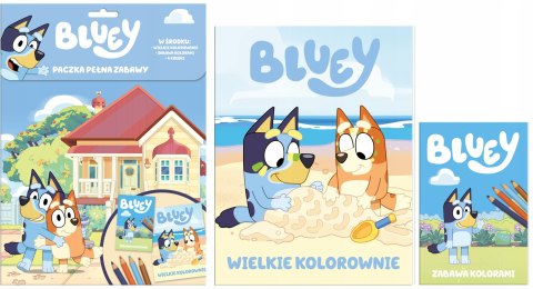 Bluey Paczka pełna zabawy Blue + 4 Kredki Wielkie Kolorowanie Malowanka