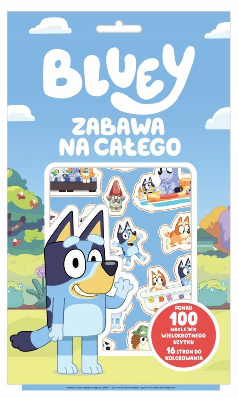 Bluey Zabawa na Całego 100 naklejek wielokrotnego użytku Naklejki Blue