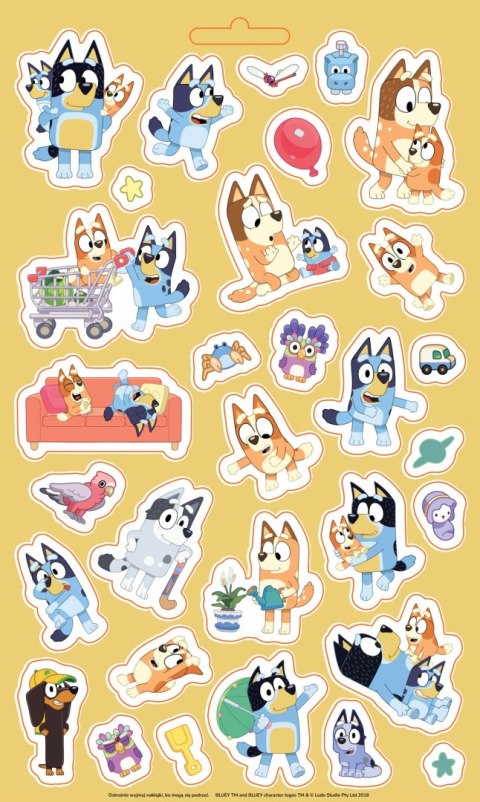 Bluey Zabawa na Całego 100 naklejek wielokrotnego użytku Naklejki Blue