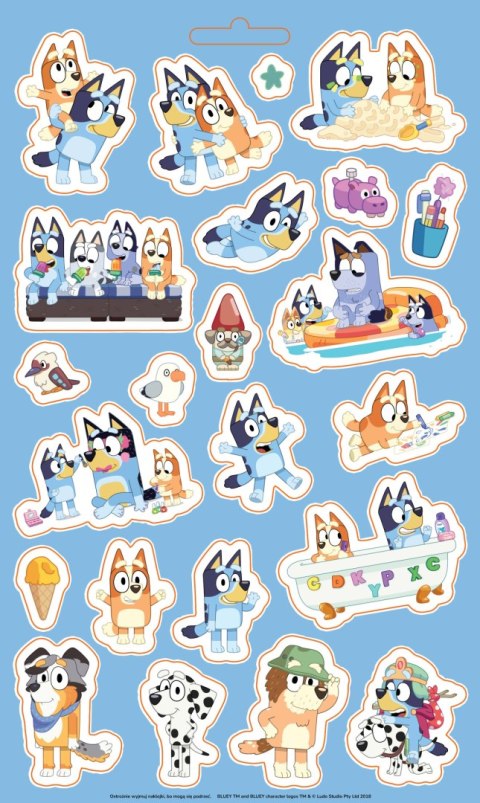 Bluey Zabawa na Całego 100 naklejek wielokrotnego użytku Naklejki Blue