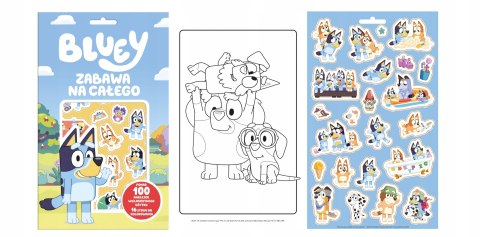 Bluey Zabawa na Całego 100 naklejek wielokrotnego użytku Naklejki Blue