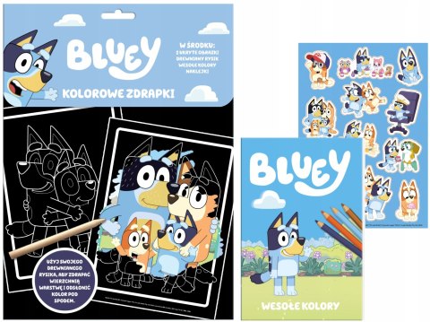 Bluey kolorowe zdrapki Blue Zdrapywanka Kolorowanka Naklejki Wesołe Kolory