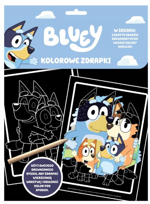 Bluey kolorowe zdrapki Blue Zdrapywanka Kolorowanka Naklejki Wesołe Kolory