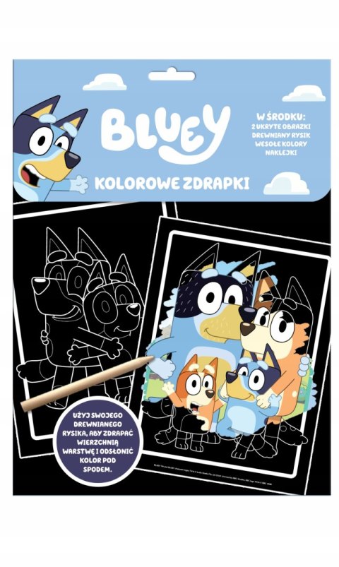 Bluey kolorowe zdrapki Blue Zdrapywanka Kolorowanka Naklejki Wesołe Kolory
