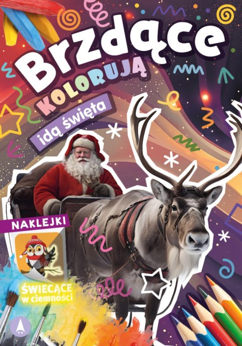 Brzdące Kolorują Idą Święta Naklejki Świecące w Ciemności Skrzat Mikołaj