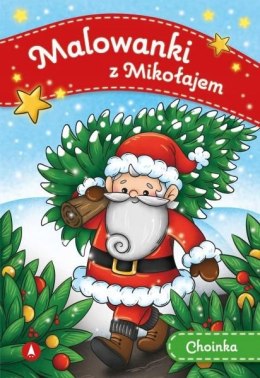 Choinka Malowanki z Mikołajem Zimowe Kolorowanka Świąteczna Skrzat Mikołaj